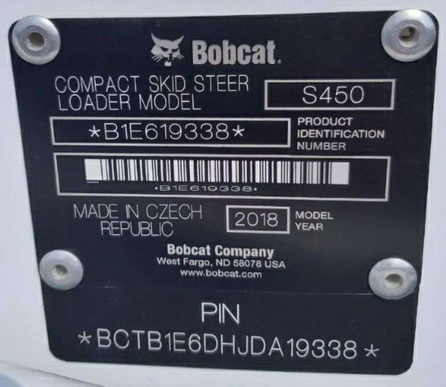 BOBCAT S450 skid steer for sale by auction - Photo 7
